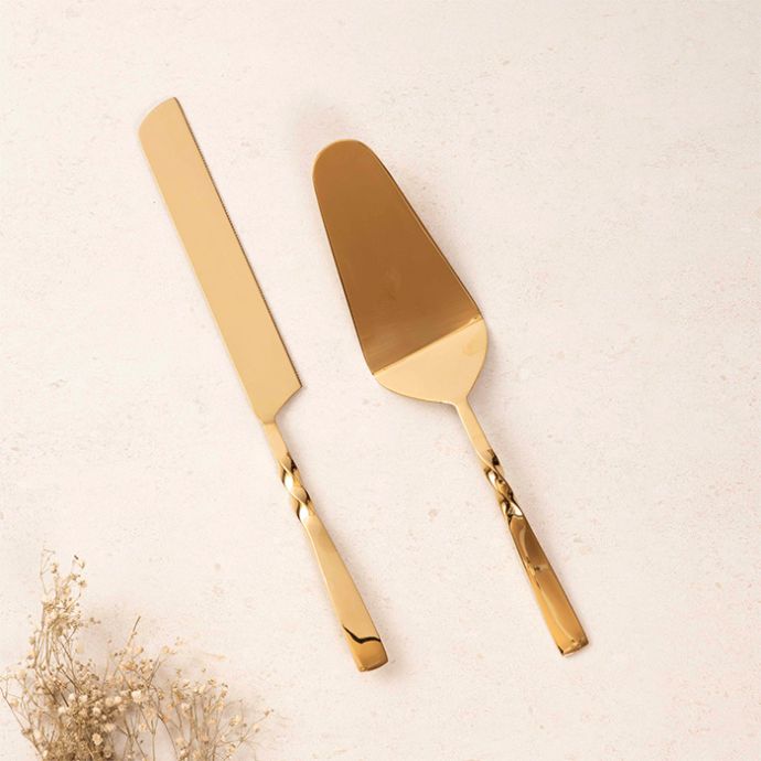 Twisted Gold Cake Knife & Server