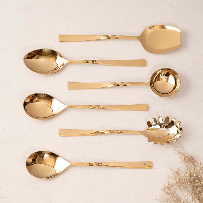 Twisted Gold Serving Spoon Collection - Set of 6