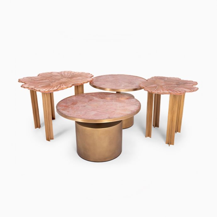 Rosé Quartz Cluster Coffee Table - Set of 4