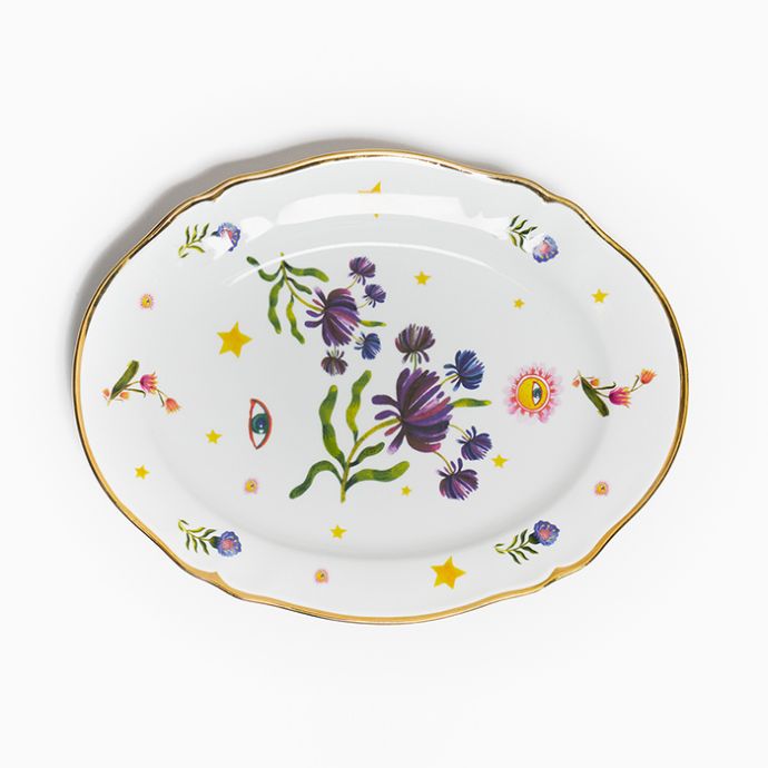 Floral Oval Decal Platter - Bitossi